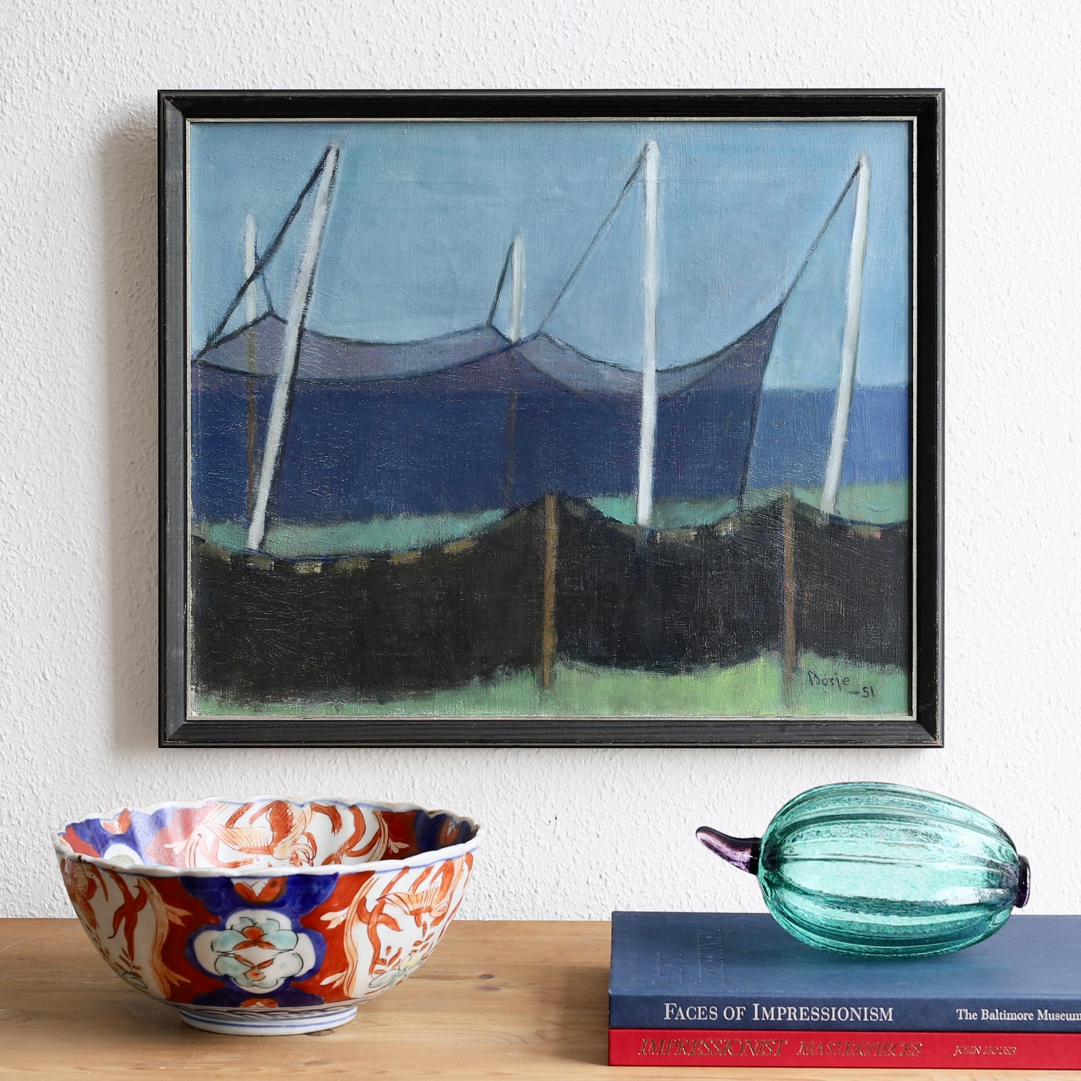 Original Mid Century Coastal Oil Painting from Sweden