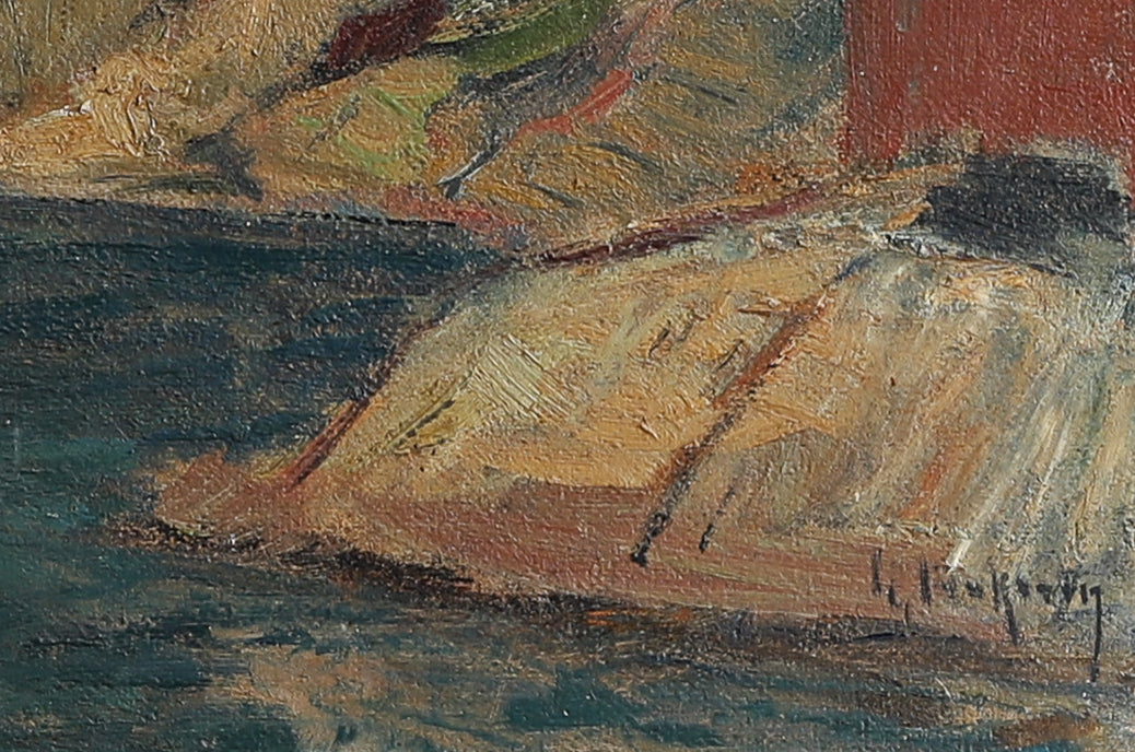 Mid Century Original Oil Painting From Sweden by G Isaksson