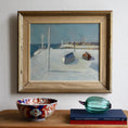 Load image into Gallery viewer, Mid Century Vintage Art Original Harbor Oil Painting from Sweden
