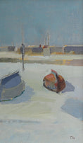 Load image into Gallery viewer, Mid Century Vintage Art Original Harbor Oil Painting from Sweden
