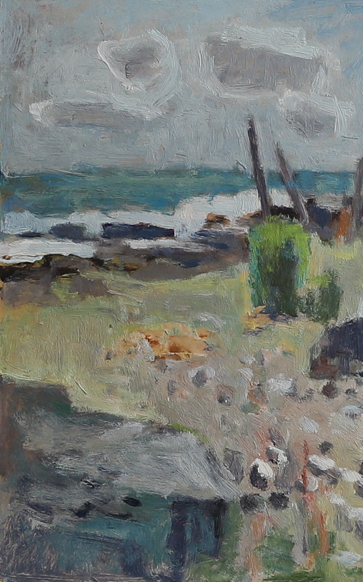 Vintage Coastal Oil Painting From Sweden by J Bören