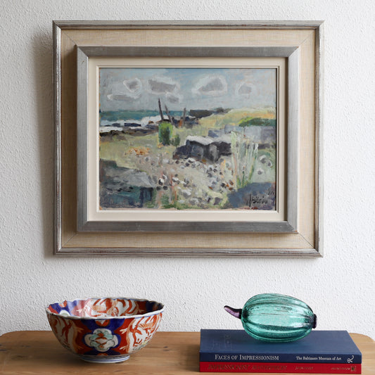 Vintage Coastal Oil Painting From Sweden by J Bören