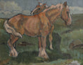 Load image into Gallery viewer, Mid Century Vintage Original Oil Painting of Horses from Sweden

