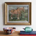 Load image into Gallery viewer, Mid Century Vintage Original Oil Painting of Horses from Sweden
