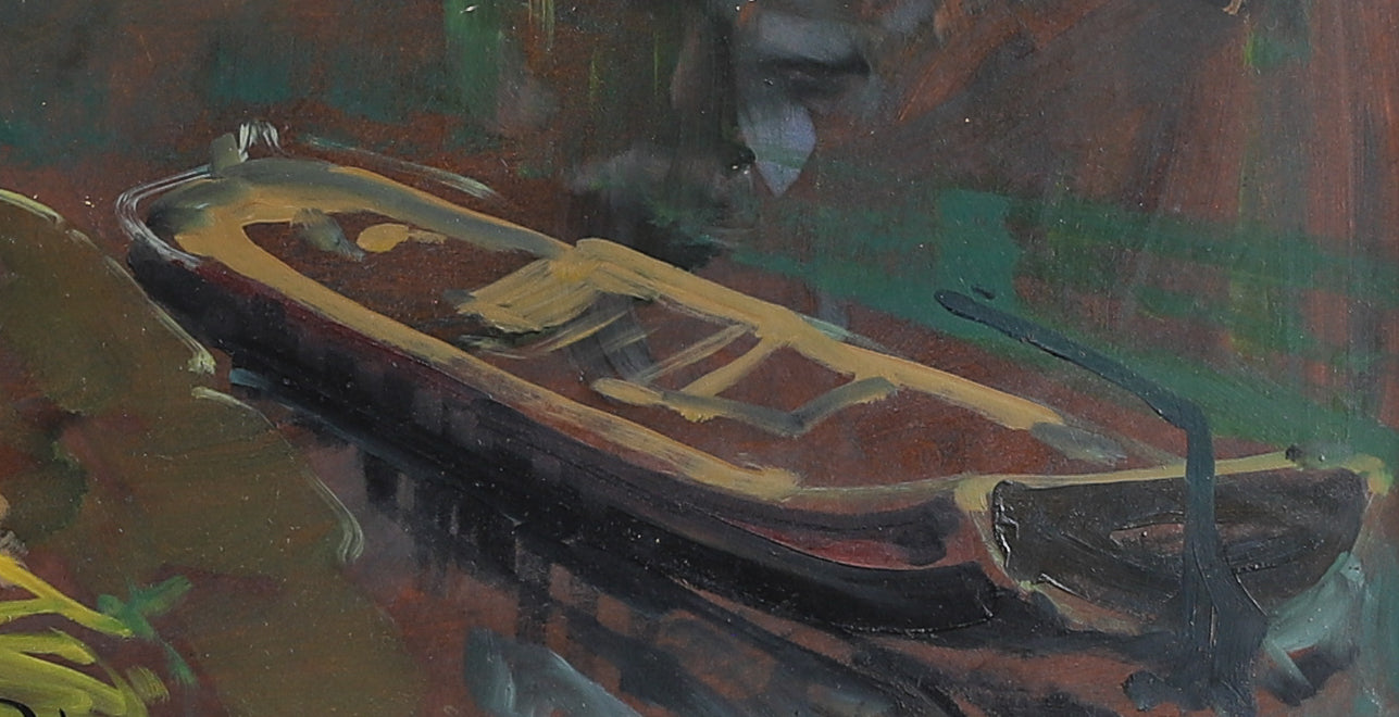 Affordable Art Mid Century Vintage Original Oil Painting  from Sweden