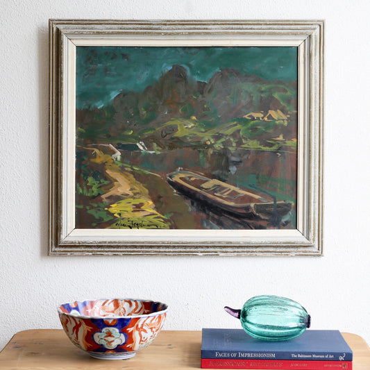 Affordable Art Mid Century Vintage Original Oil Painting  from Sweden