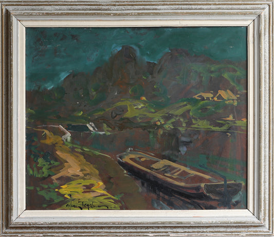 Affordable Art Mid Century Vintage Original Oil Painting  from Sweden