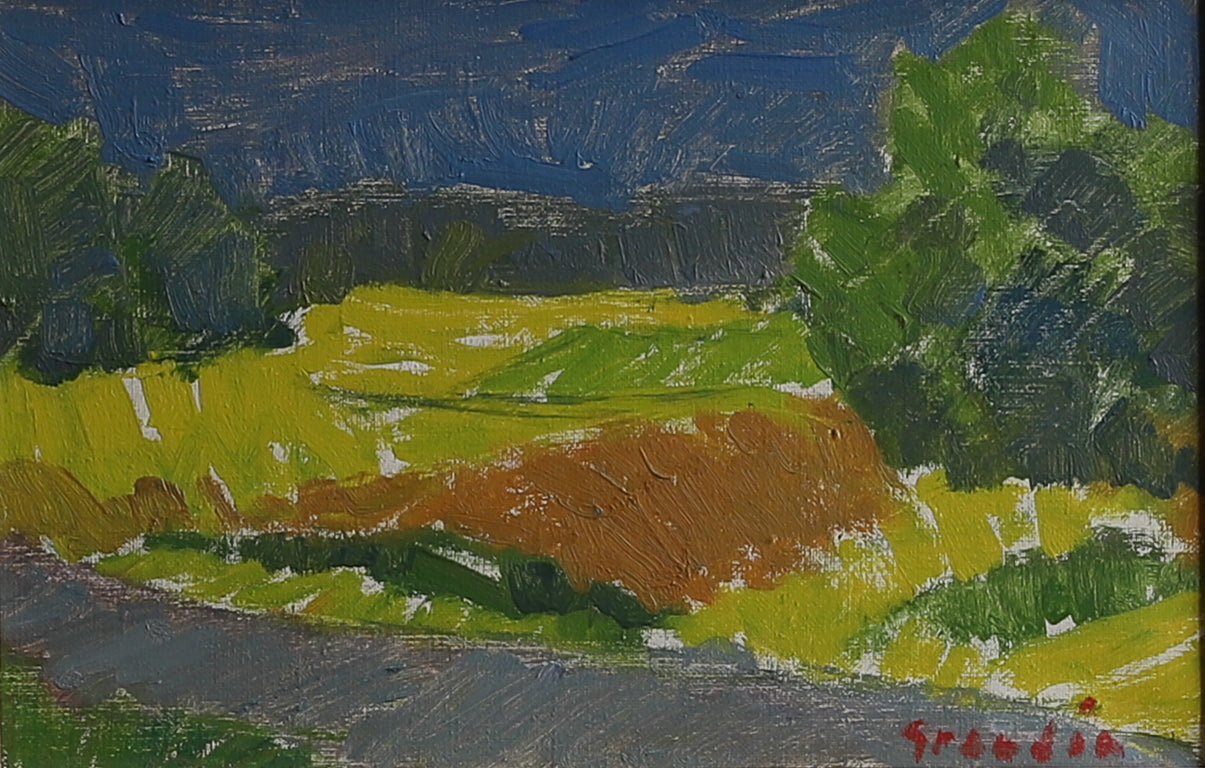 Mid Century Original Colorful Landscape Oil Painting from Sweden
