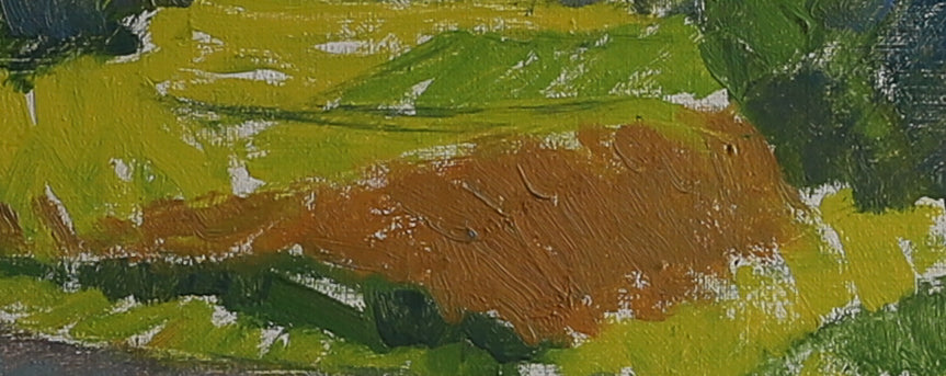 Mid Century Original Colorful Landscape Oil Painting from Sweden