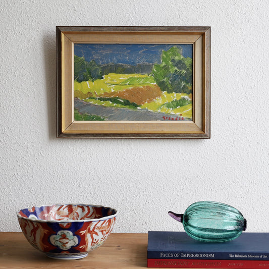 Mid Century Original Colorful Landscape Oil Painting from Sweden