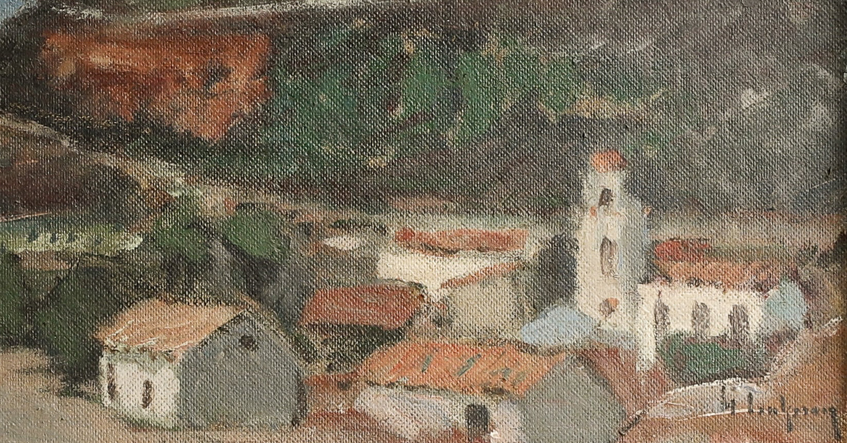 Mid Century Coastal Oil Painting Vintage Art from Sweden