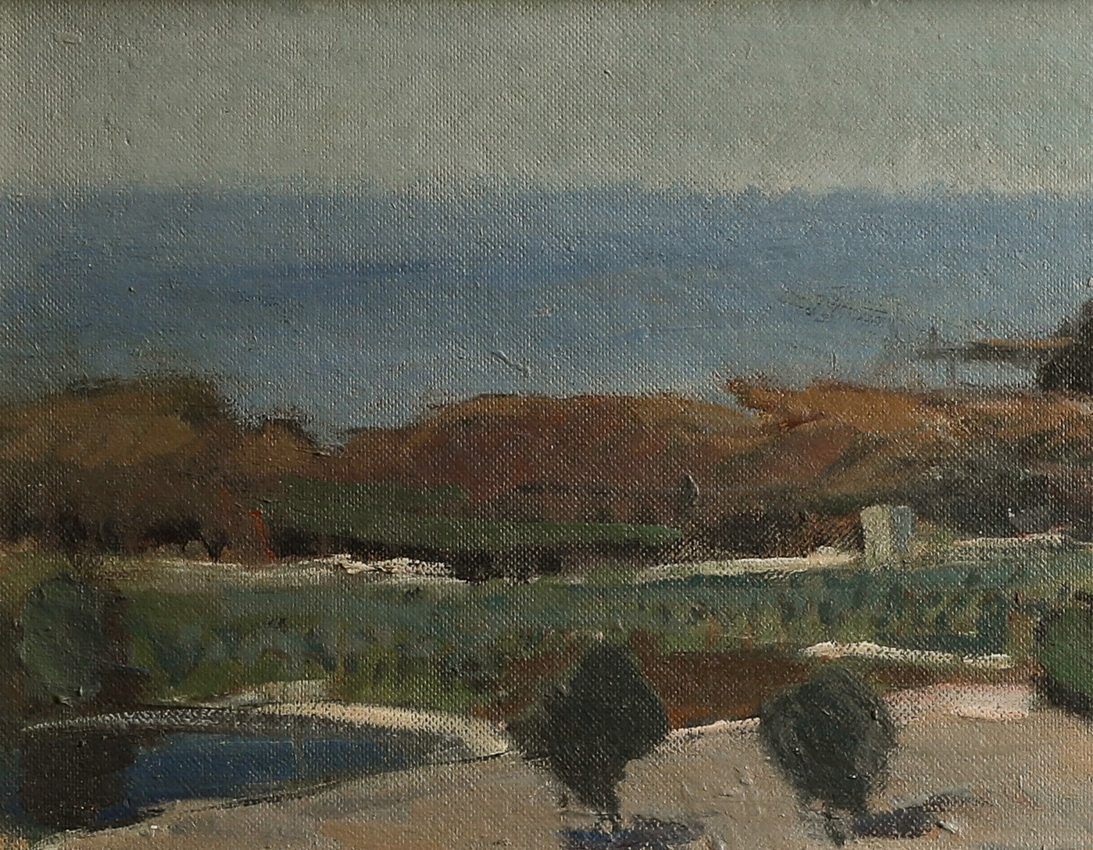 Mid Century Coastal Oil Painting Vintage Art from Sweden