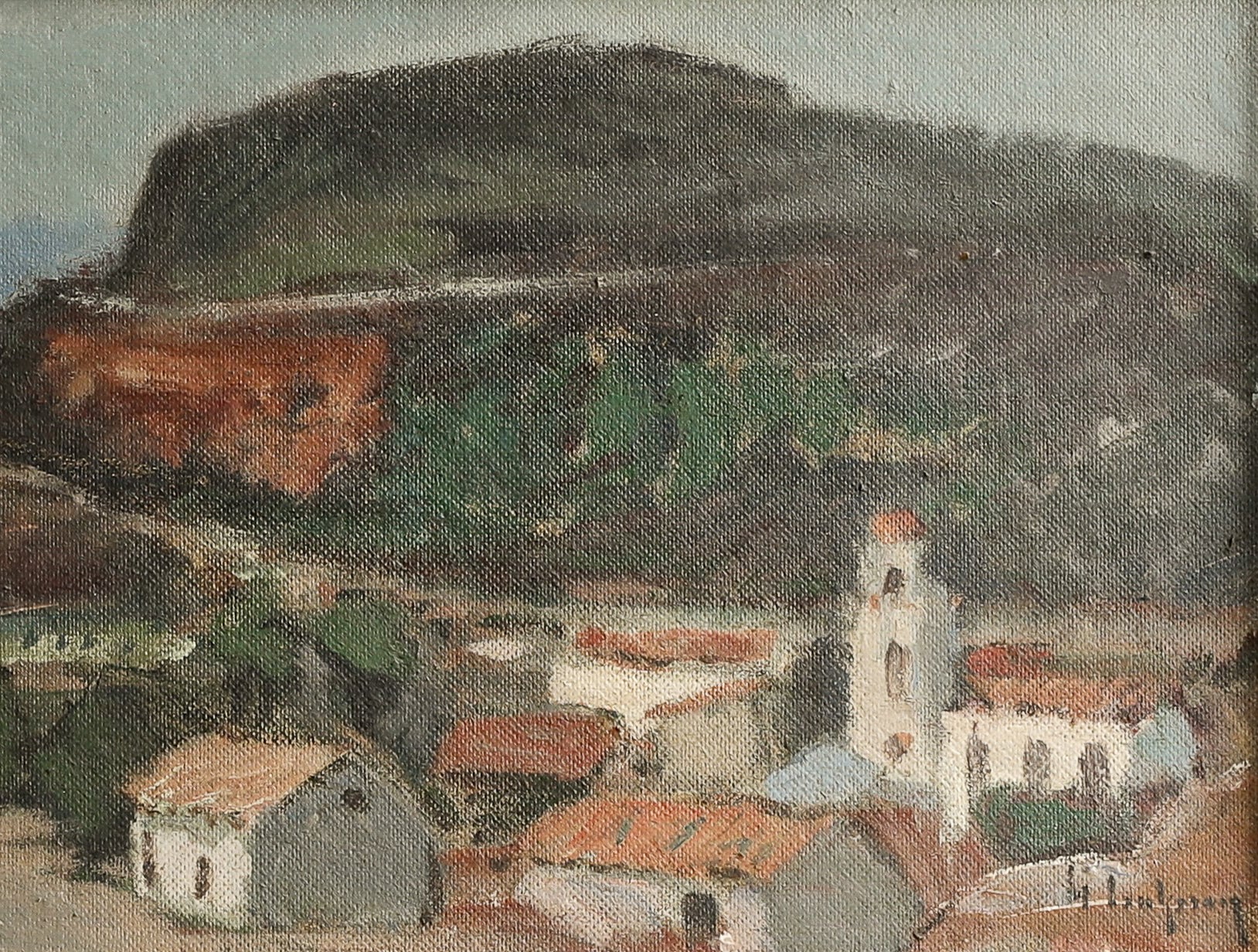 Mid Century Coastal Oil Painting Vintage Art from Sweden