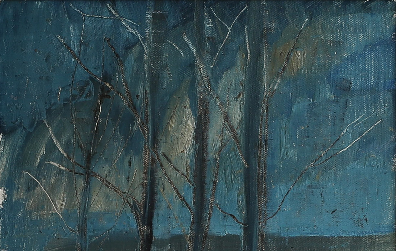 Vintage Art Mid Century Original Oil Painting Landscape from Sweden