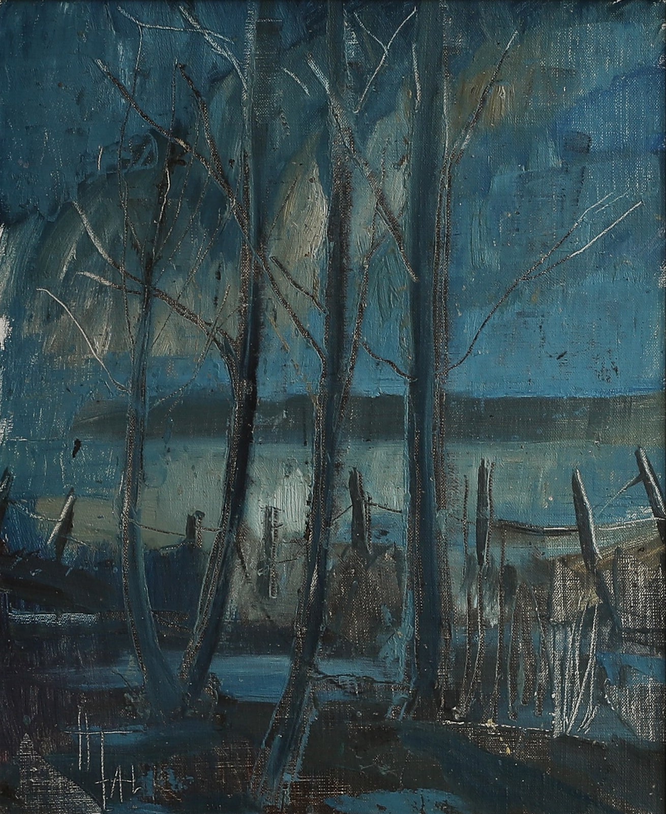 Vintage Art Mid Century Original Oil Painting Landscape from Sweden