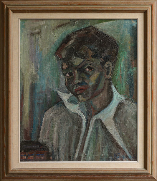 Vintage Mid Century Original Boy's Portrait from Sweden 1960