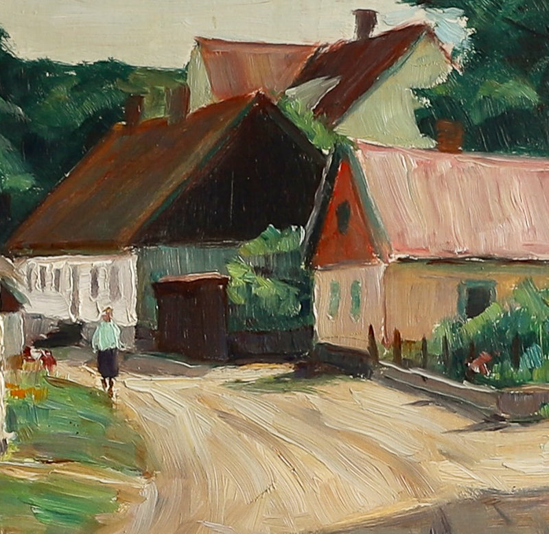 Charming Mid Century Original Oil Painting from Sweden 1959