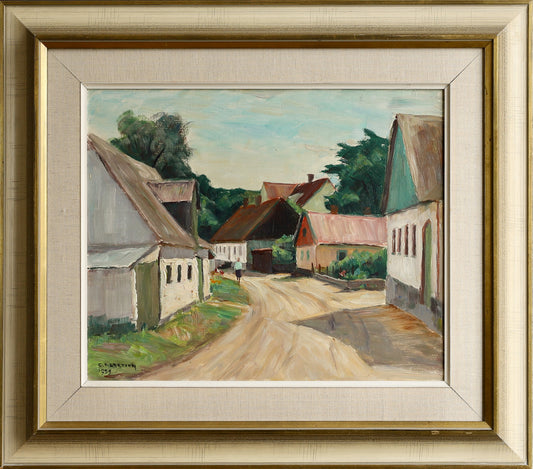 Charming Mid Century Original Oil Painting from Sweden 1959