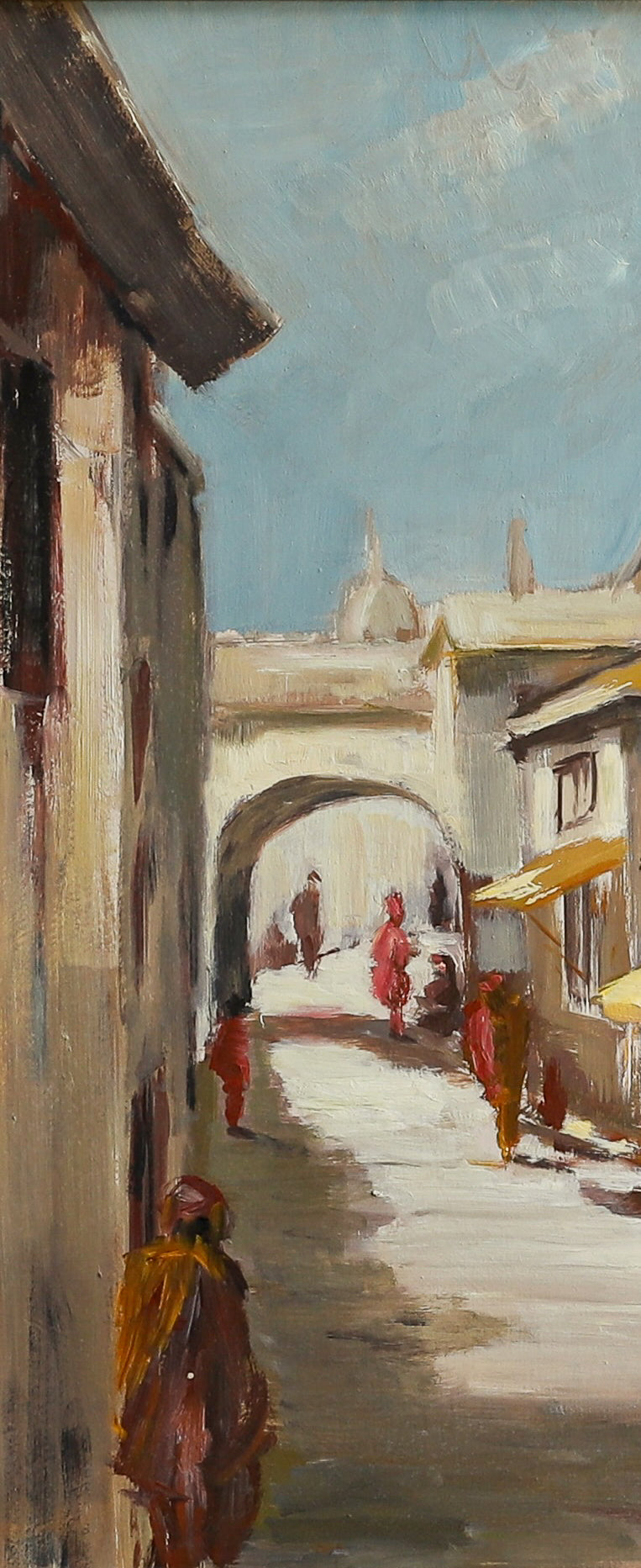 Vintage Art Room Original Cityscape Oil Painting from Sweden