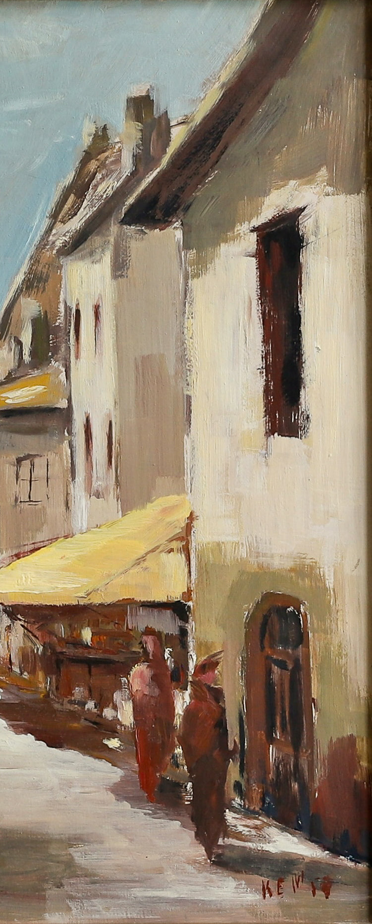 Vintage Art Room Original Cityscape Oil Painting from Sweden