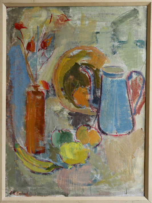 Vintage Original Kitchen Still Life Oil Painting from Sweden