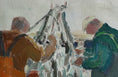 Load image into Gallery viewer, Vintage Mid Century Original Fishermen Oil Painting from Sweden
