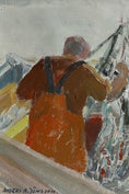Load image into Gallery viewer, Vintage Mid Century Original Fishermen Oil Painting from Sweden
