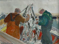 Load image into Gallery viewer, Vintage Mid Century Original Fishermen Oil Painting from Sweden
