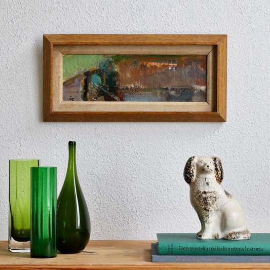 Mid Century Original Abstract Oil Painting from Sweden