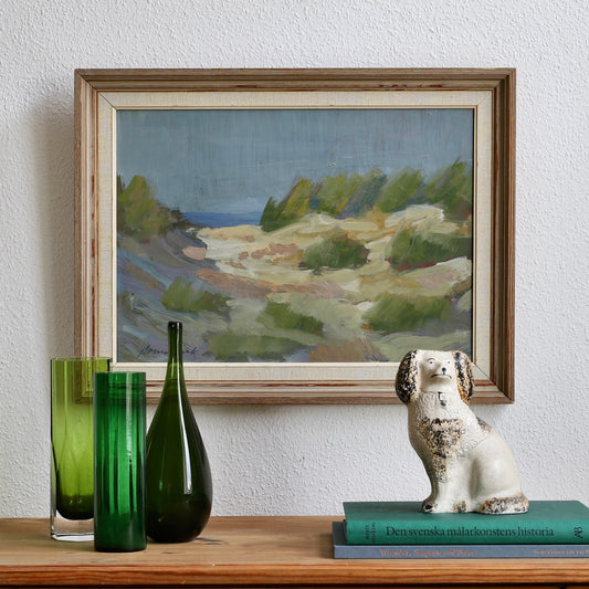 Vintage Art Room Original Mid Century Coastal Oil Painting from Sweden