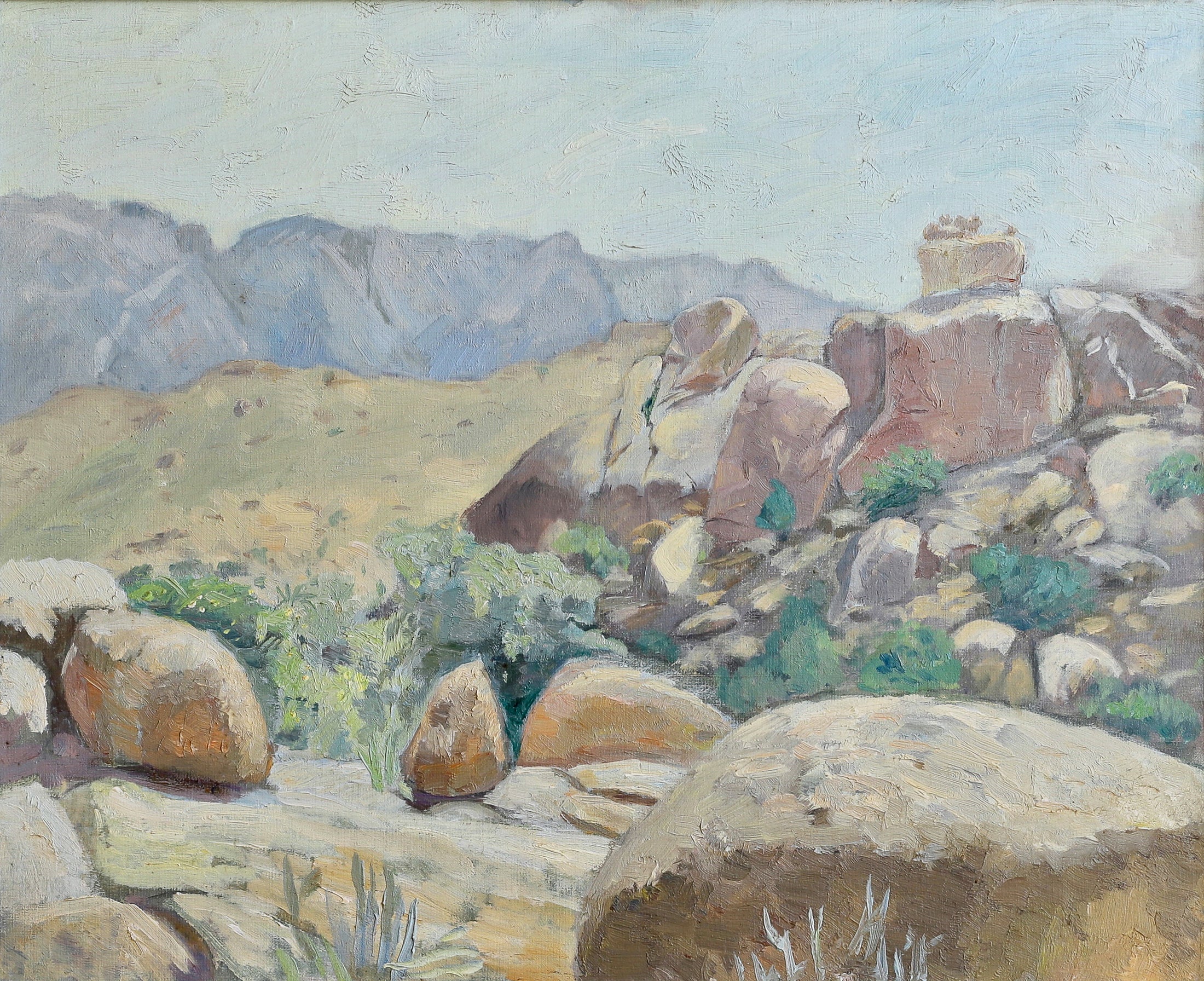 Vintage Art Room Mid Century Original Landscape Oil Painting