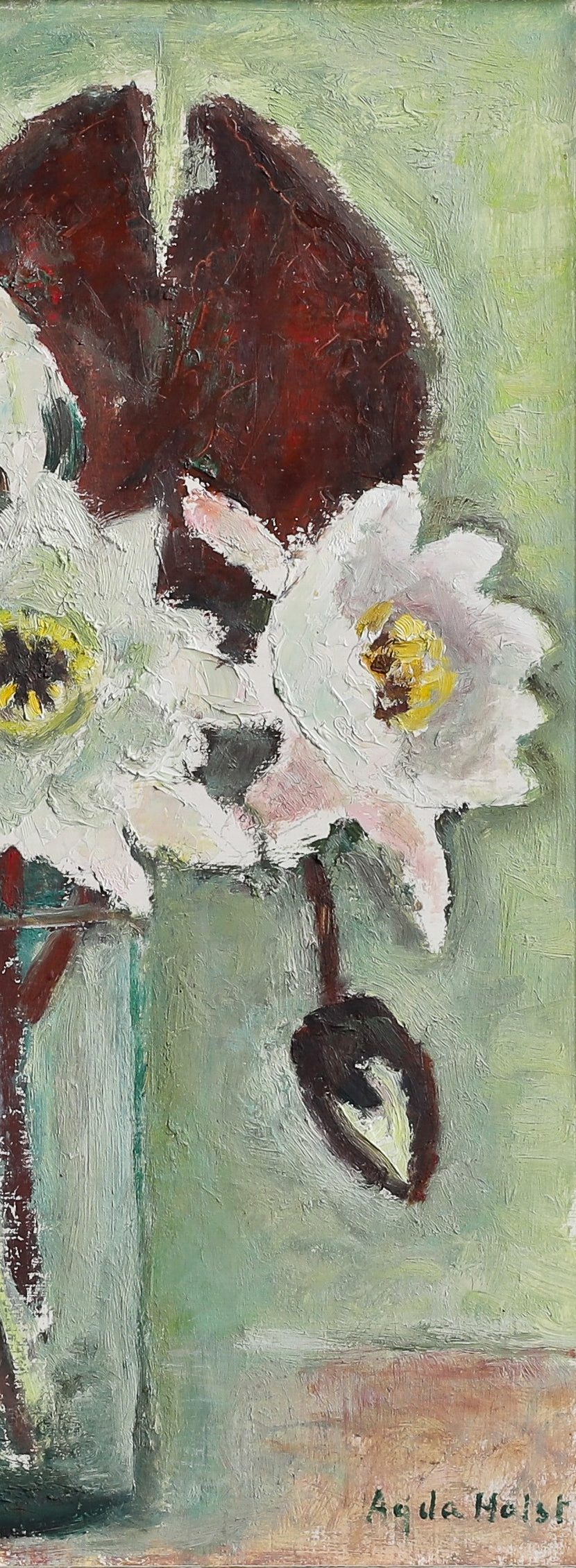 Vintage Art Original Still Life Floral Oil Painting from Sweden