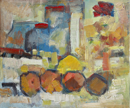 Original Mid Century Vintage Kitchen Still Life Oil Painting from Sweden