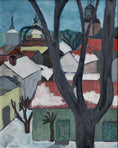 Load image into Gallery viewer, Mid Century Original Colorful Cityscape Oil Painting from Sweden

