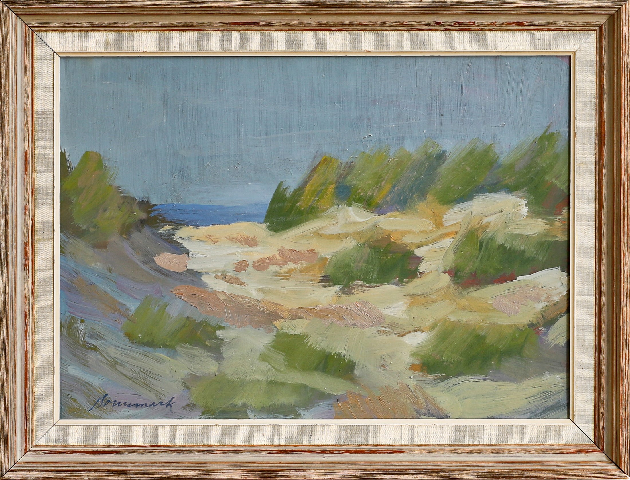 Vintage Art Room Original Mid Century Coastal Oil Painting from Sweden