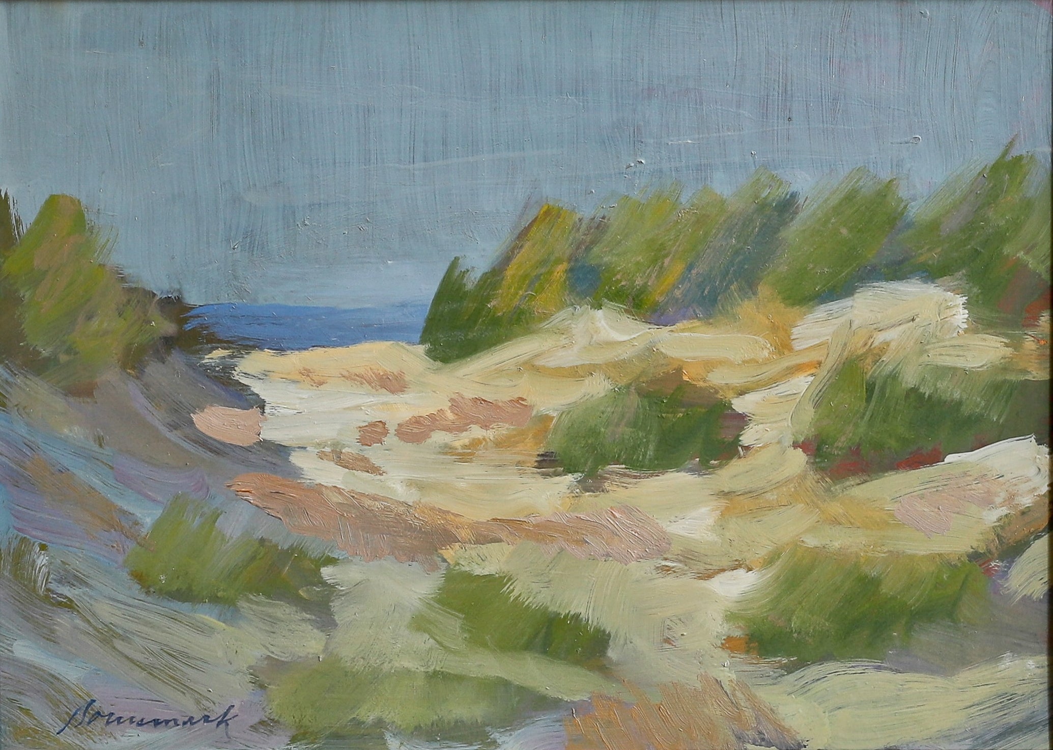 Vintage Art Room Original Mid Century Coastal Oil Painting from Sweden