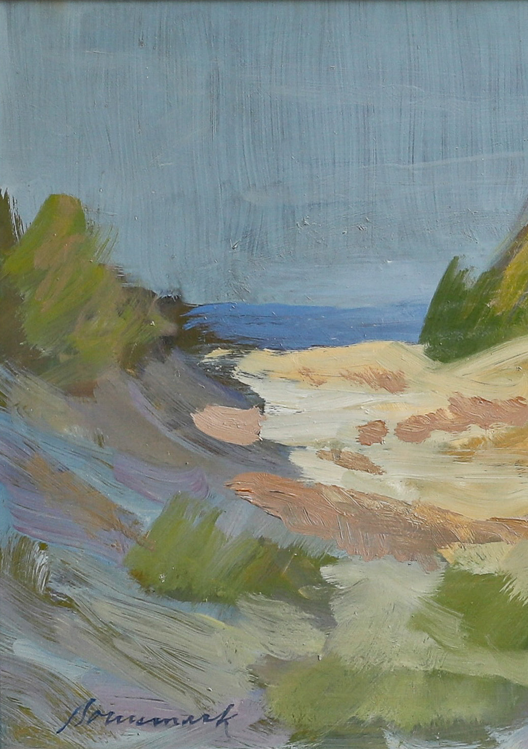 Vintage Art Room Original Mid Century Coastal Oil Painting from Sweden