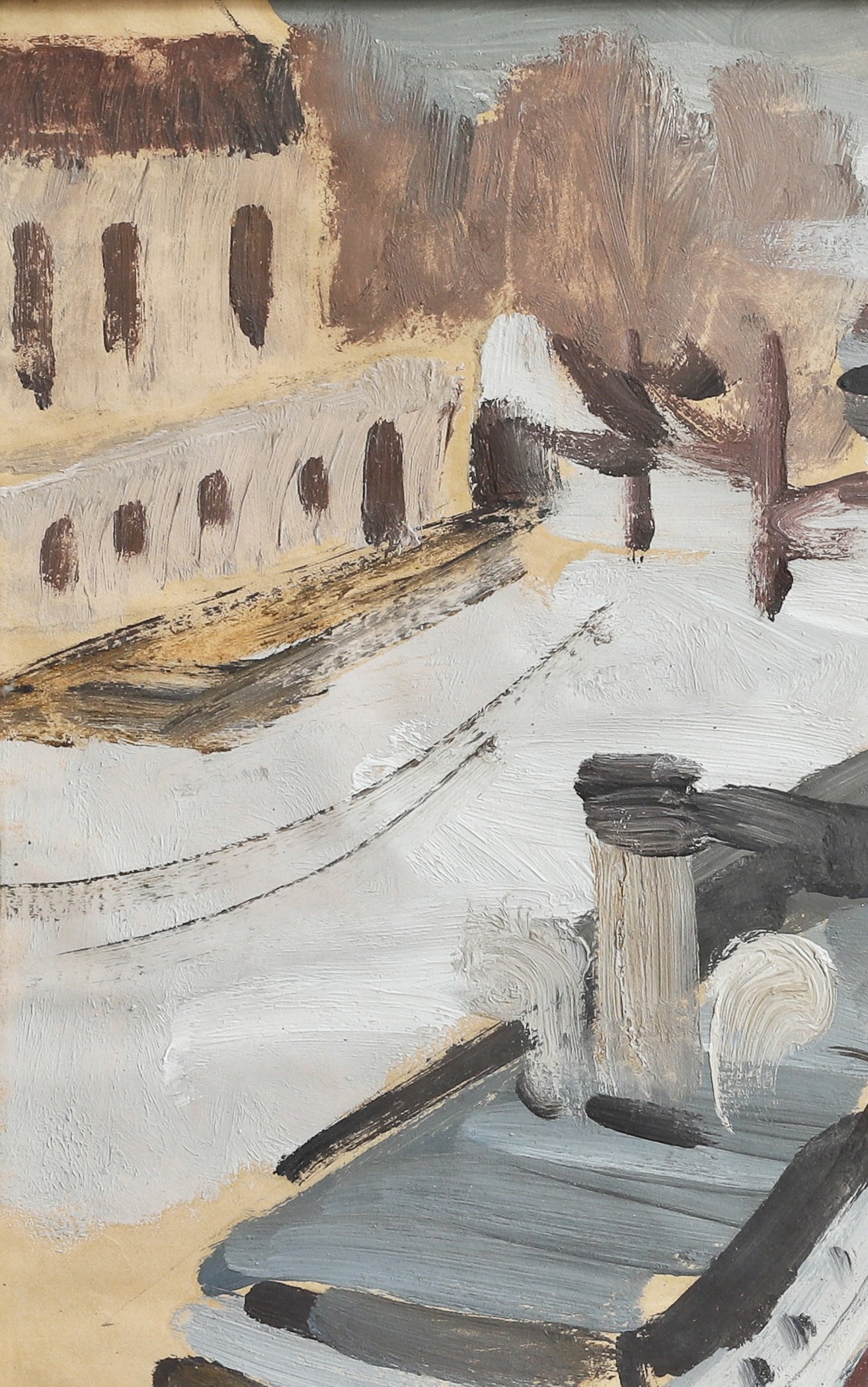 Vintage Mid Century Original Cityscape Painting from Sweden