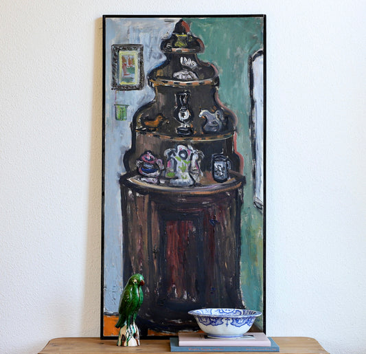 Original Vintage Mid Century Interior Oil Painting from Sweden
