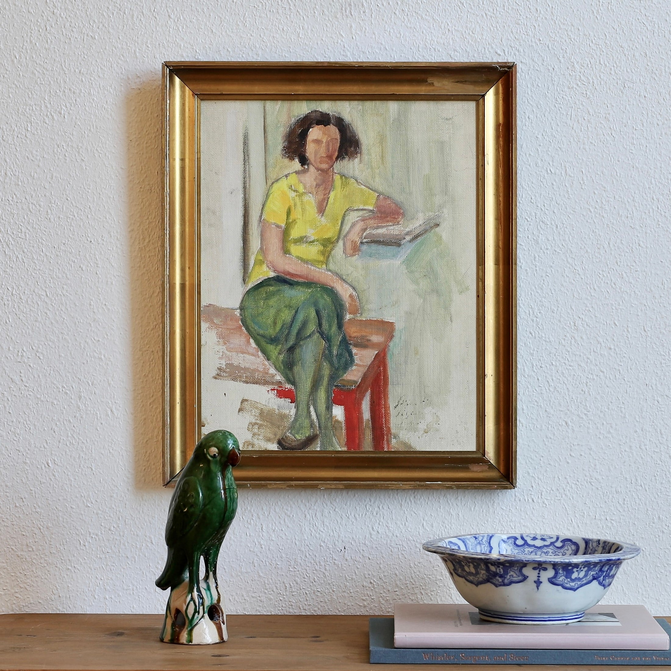 Vintage Original Figurative Oil Painting from Sweden