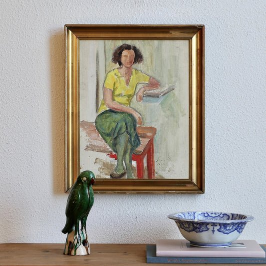 Vintage Original Figurative Oil Painting from Sweden