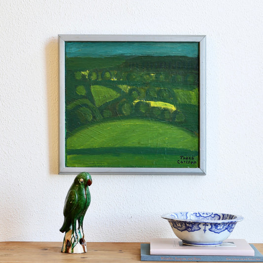 Mid Century Vintage Abstract Landscape Oil Painting From Sweden