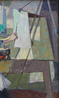 Load image into Gallery viewer, Mid Century Original Oil Painting of Artist Working in Studio from Sweden
