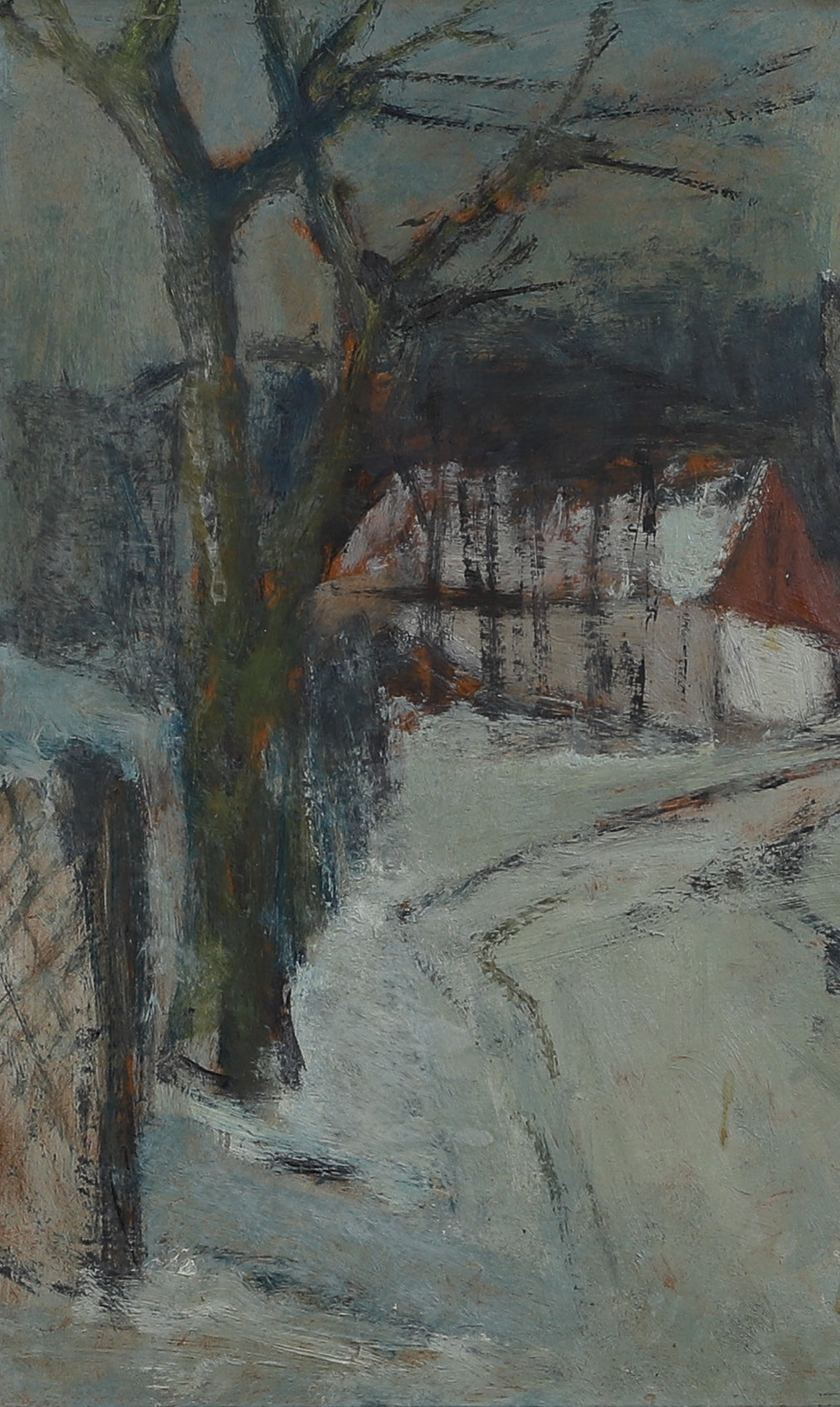 Mid Century Vintage Winter Landscape Oil Painting from Sweden