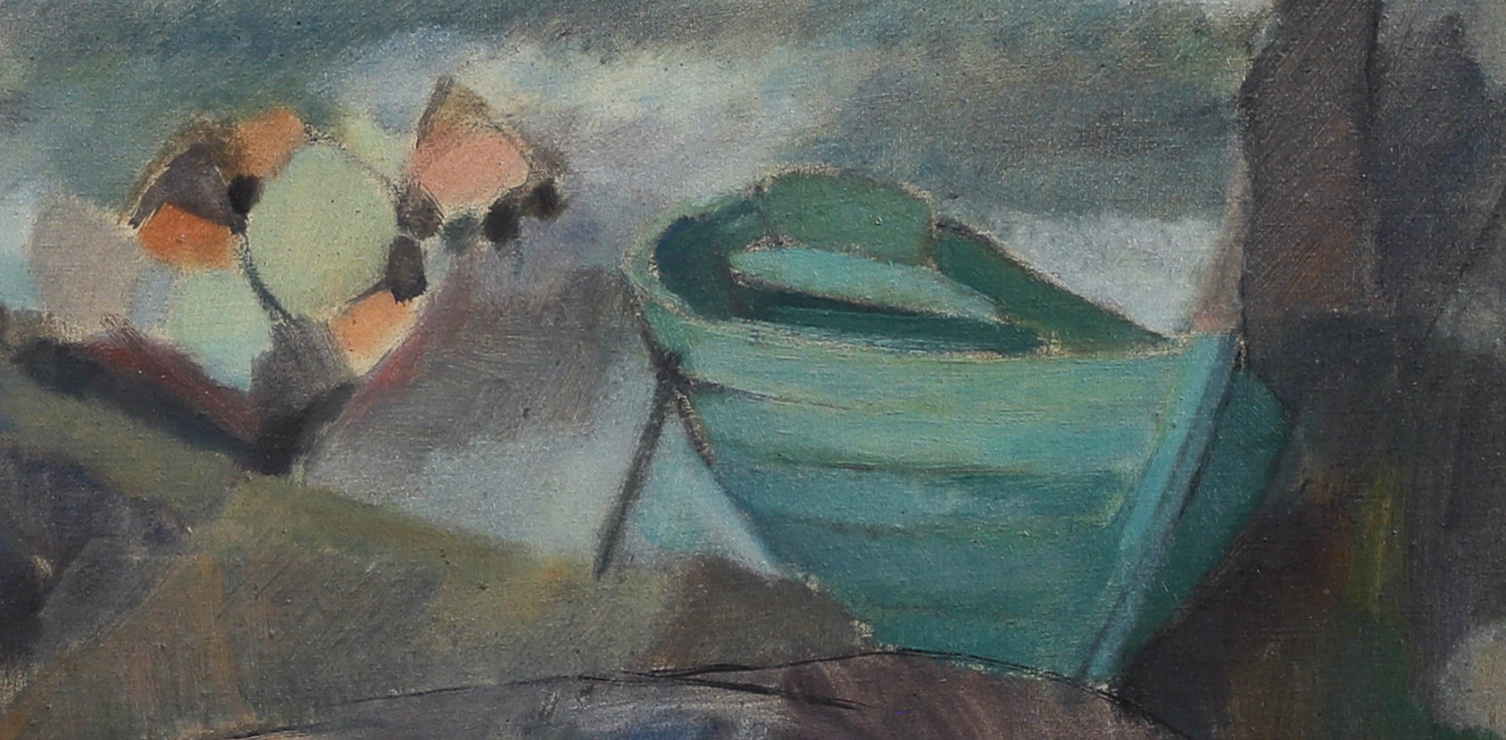 Vintage Art Original Coastal Oil Painting from Sweden