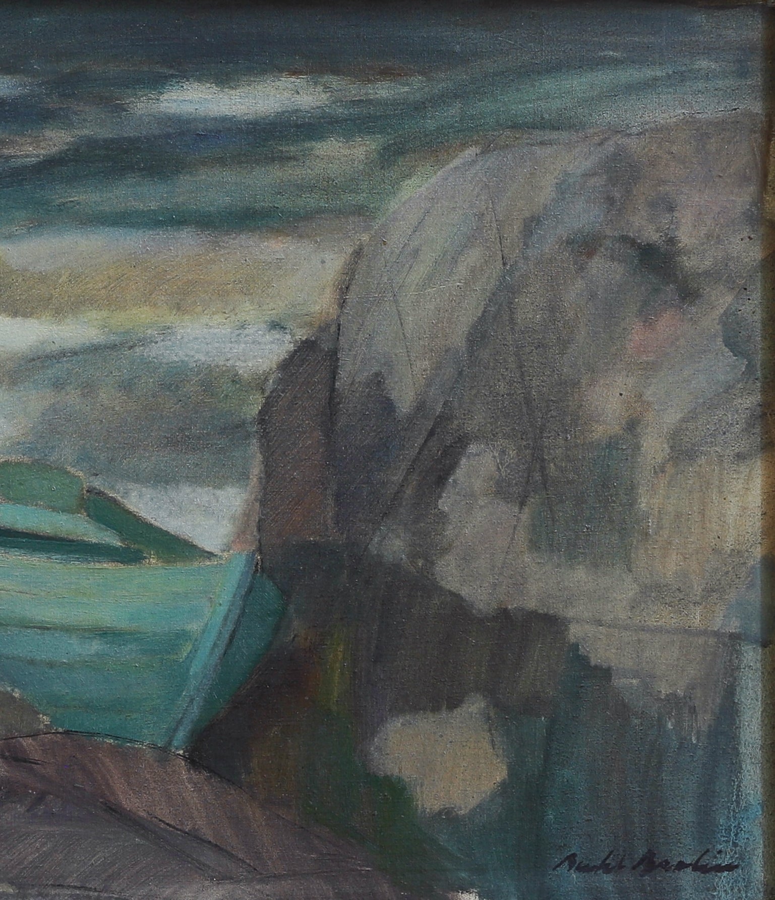 Vintage Art Original Coastal Oil Painting from Sweden