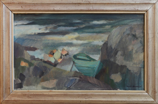 Vintage Art Original Coastal Oil Painting from Sweden
