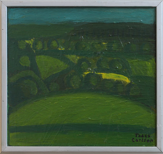 Mid Century Vintage Abstract Landscape Oil Painting From Sweden