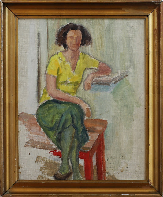 Vintage Original Figurative Oil Painting from Sweden