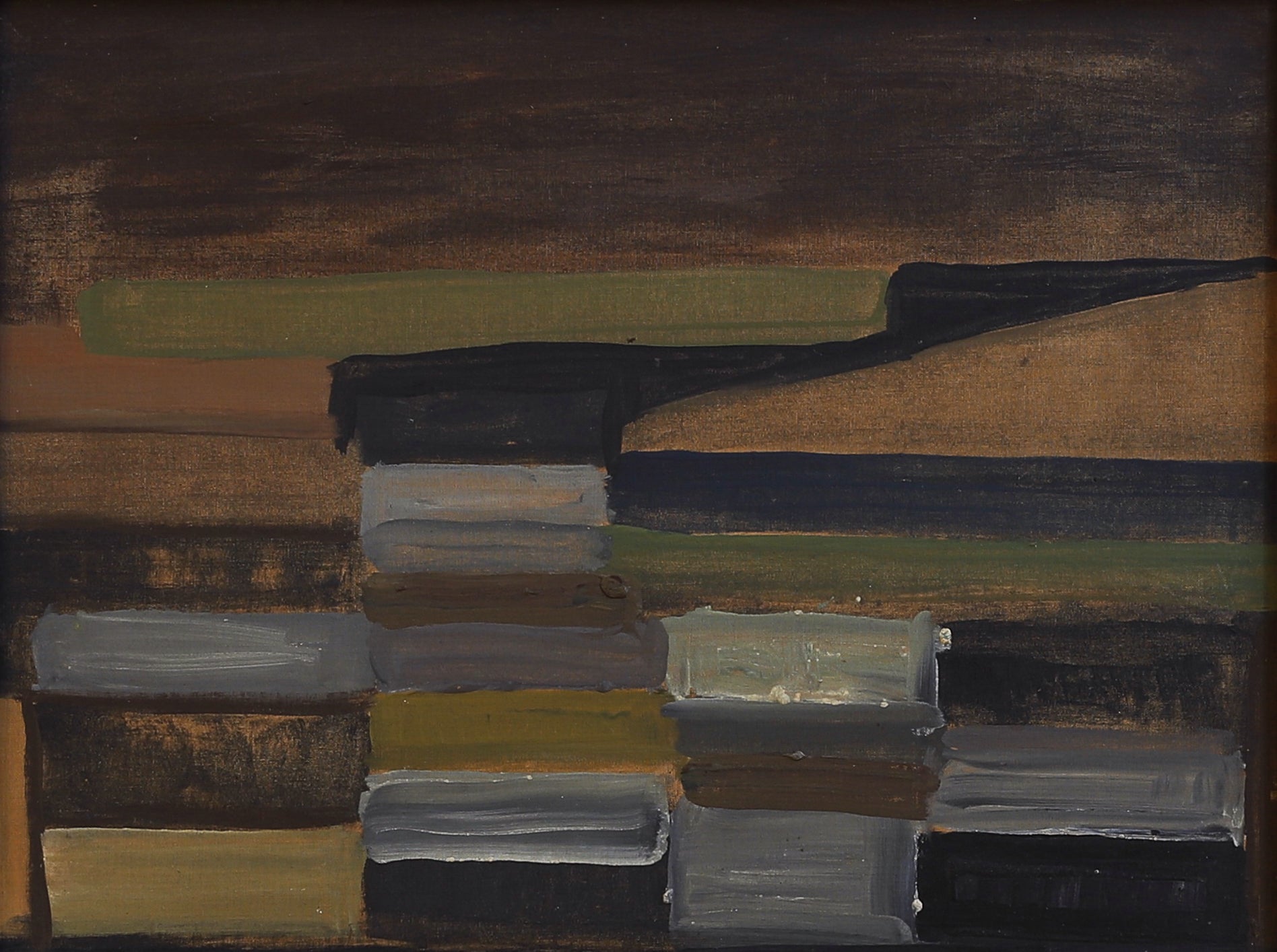 RESERVED for Christine Vintage Mid Century Original Abstract Oil Painting from Sweden